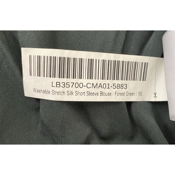 Quince Washable Stretch Silk Short Sleeve Blouse Button Up Women XS Forest Green - Picture 5 of 9